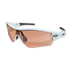 Oakley‎ Radar Path Sunglasses White Chrome/Orange Iridium Lens Sport Wrap Rare